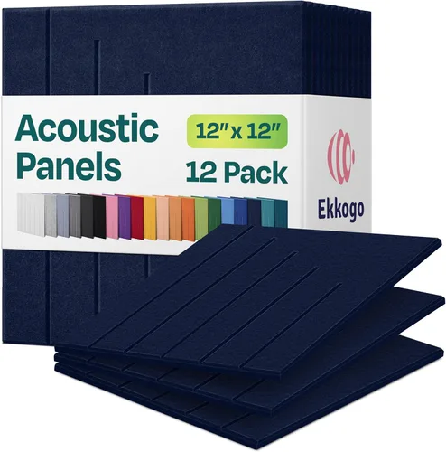 Vista 77 de Paquete de 12 paneles acústicos con aislamiento de sonido para paredes 12 x 12 x 0.4 pulgadas Paneles decorativos para amortiguación de sonido