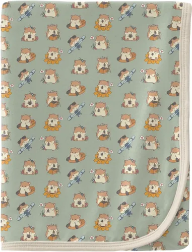 KicKee Print Swaddle Blankets, Silky Soft Baby Blanket, 40” x 29” (Aloe Hamster Antics - One Size)