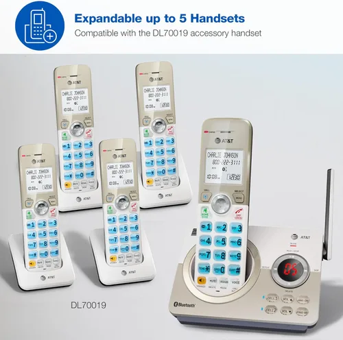Vista 10 de AT&T DL72219 DECT 6.0 - Teléfono inalámbrico de 2 auriculares para el hogar con conexión a celular, bloqueo de llamadas, pantalla retroiluminada