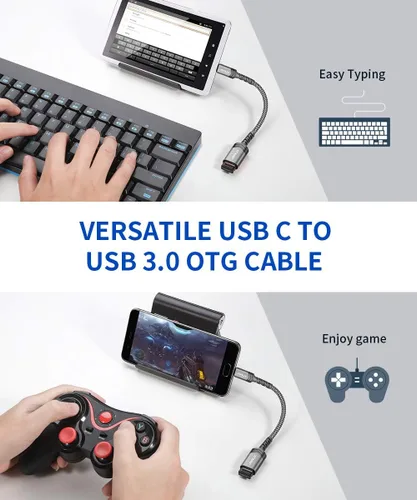 Vista 5 de JSAUX Adaptador USB C a USB [2 unidades], cable OTG tipo C 3.0 OTG On The Go tipo C macho a USB A hembra adaptador compatible con MacBook, iPhone 16