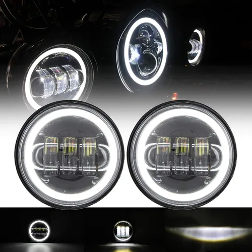 Vista 8 de 1 par de luces antiniebla de 11.4 cm, lámparas de paso DRL para faros antiniebla de motocicleta (luz antiniebla negra)