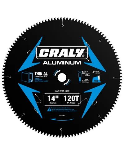 Vista 8 de CRALY Hoja de sierra circular de 4-1/2 pulgadas con 42 dientes para cortar aluminio y metal no ferroso, eje de 3/8 mm, con punta de carburo, corte