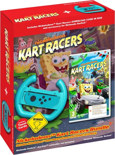 Nickelodeon Kart Racers Bundle + Wheel Accessory Nintendo Switch Game Code in a Box (Nintendo Switch)