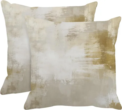 Vista 13 de Britimes Fundas de almohada modernas para decoración del hogar, 16 x 16 pulgadas, juego de 2 fundas de almohada de pintura al óleo abstracta