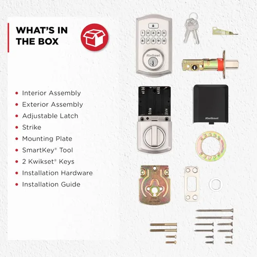 Vista 8 de Kwikset SmartCode 260 Cerradura Electrónica de Entrada sin Llave con Teclado y Pestillo de Seguridad, con Auto-Bloqueo, Códigos de Usuario Níquel