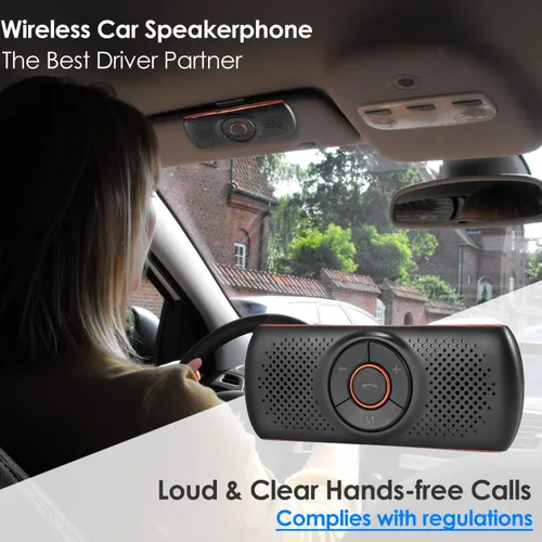 Vista 4 de Altavoz Bluetooth con clip para visera para automóvil, altavoces inalámbricos manos libres de TIANSHILI con sonido estéreo, graves mejorados
