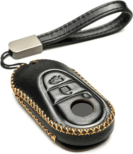 Vitodeco Funda de cuero genuino para llavero inteligente compatible con Mercedes-Benz Clase C, Clase S, GLC, EQB SUV, EQS Sedan, EQS SUV, EQE Sedan,