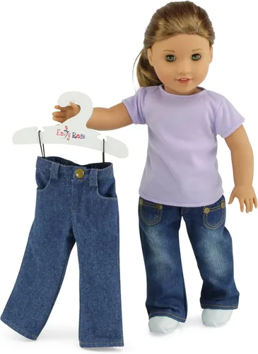 Vista 5 de Emily Rose Perchas de ropa para muñecas de 18 pulgadas, paquete de 5 unidades de madera blanca, organizador de armario compatible con ropa