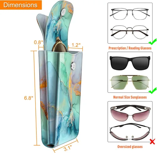 Vista 2 de Fintie - Funda para gafas de sol con mosquetón, funda portátil de piel vegana para gafas de sol antiarañazos.