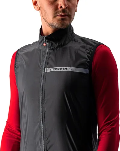 Vista 7 de CASTELLI Chaleco elástico Squadra para hombre, resistente al viento, cremallera completa con cuello alto para ciclismo de carretera y grava I