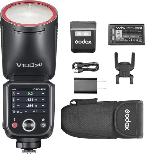Godox V100S para Sony V100 S Flash V100-S Flash de pantalla táctil de cabeza redonda, batería de litio integrada, lámpara de modelado LED de 10