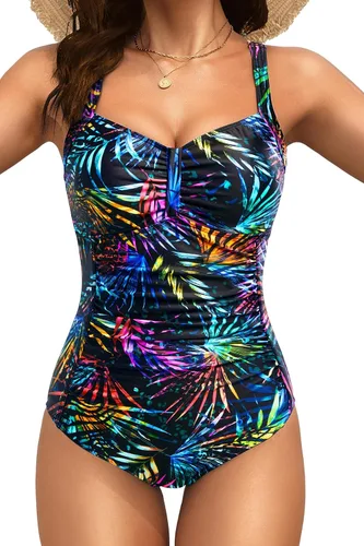 Vista 28 de Tempt Me Trajes de baño de una pieza con control de abdomen Negro blanco
