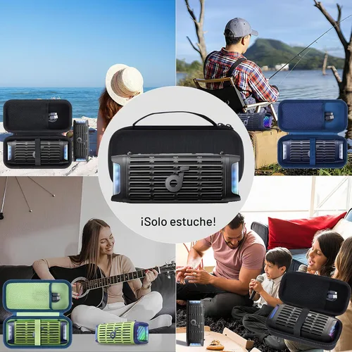 Vista 9 de Lebakort Estuche de almacenamiento compatible con altavoz Anker Soundcore Boom 3i para exteriores (funda azul)