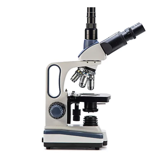 Vista 2 de Swift Microscopio trinocular compuesto SW350T, aumento 40X-2500X, cabeza de Siedentopf, etapa mecánica de dos capas, con cámara Swiftcam de 5