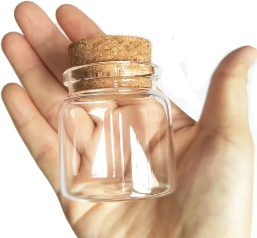 3 frascos de vidrio pequeños de 1.7 fl oz, frascos de vidrio con tapón de corcho, botella de almacenamiento de 1.7 fl oz 1.850 x 1.969 in (1.85 x