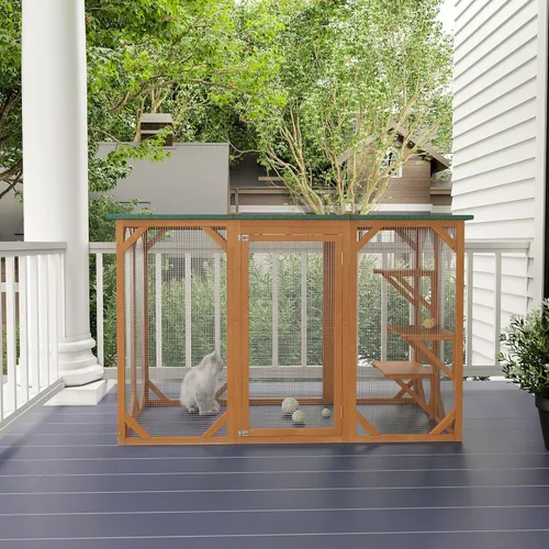 Vista 8 de Multi-Layer Large Cat House with Water-Resistant Roof for Indoor/Outdoor Use