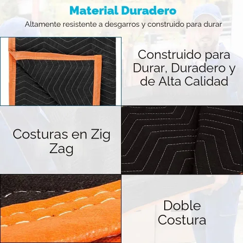 Vista 3 de Simpli-Magic Mantas de mudanza acolchadas resistentes de 72 x 40 pulgadas, paquete de 12 unidades, mantas de embalaje, fundas de muebles