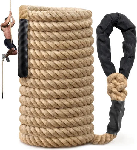 Vista 9 de Climbing Rope Gym Workout - 10FT 15FT 20FT 25FT 30FT 35FT Heavy Duty Jute Thick Ropes for Adults Strength Training Outdoor Tree Swing Indoor Home