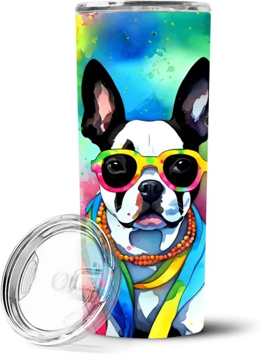 Vista 56 de Caroline's Treasures Siberian Husky Hippie Dawg - Vaso delgado de acero inoxidable al vacío de doble pared reutilizable, vaso aislado para café