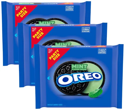 Vista 21 de OREO Galletas sándwich de chocolate con crema de menta, tamaño de fiesta, 24.95 onzas