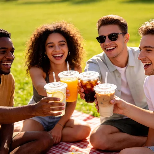 Vista 8 de 100-Pack 16 oz Cups with Lids and Straws, Disposable Plastic Cups with Lids - BPA-free, Perfect for Iced Coffee, Frappes, Milkshakes & Juice, Ideal