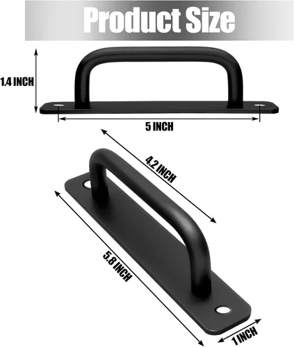 Vista 3 de Hitefu 2 manijas de puerta corrediza estilo granero, manija de puerta de puerta de aleación de aluminio de 5.9 pulgadas, tiradores de puerta