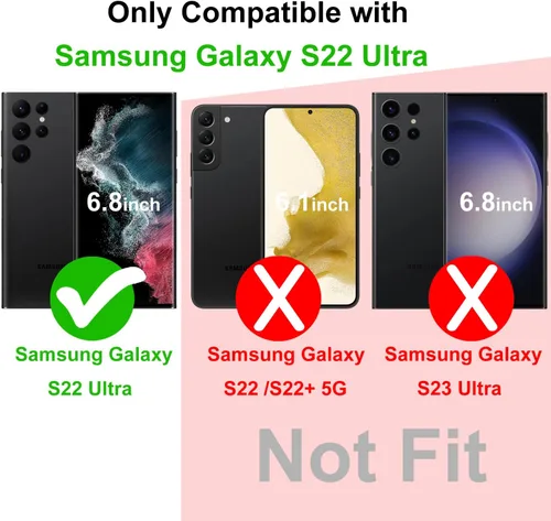 Vista 2 de TENOC Protector de lente de cámara para Samsung Galaxy S22 Ultra 2022, cubierta de pantalla de cámara de vidrio templado 9H, anillo individual
