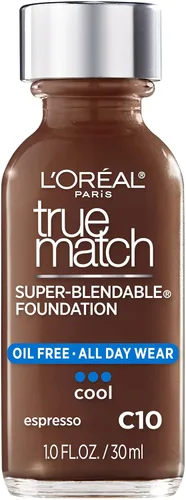 L'Oreal Paris Makeup True Match - Base líquida supermezclable, color café expreso C10, 1 onza líquida, 1 unidad
