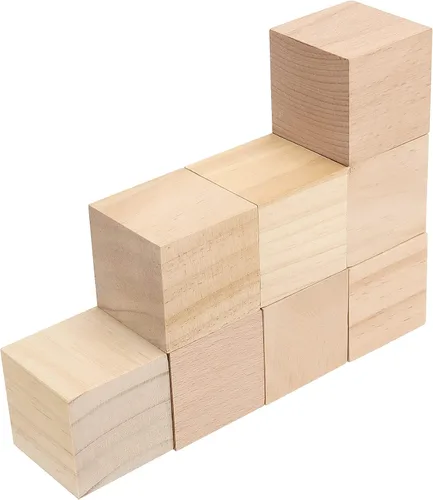 Vista 8 de 30 bloques de madera de 2 pulgadas, juego de cubos de madera maciza natural de alta calidad, cuadrados sin terminar, bloques de madera a granel