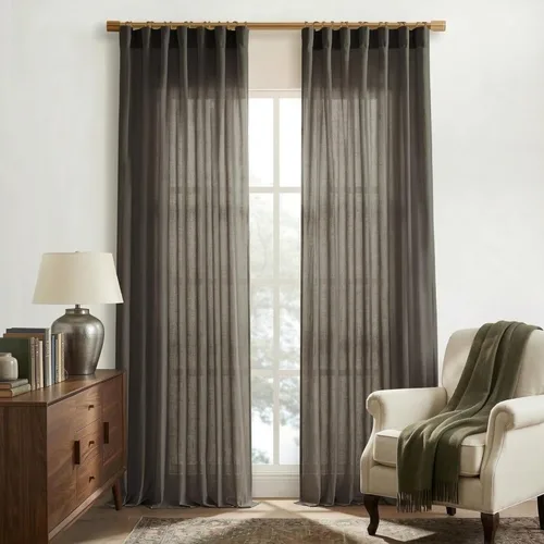 Vista 24 de XTMYI - Cortinas transparentes de 54 pulgadas de largo, juego de 2 paneles para baño, cortinas cortas de lino y algodón con semi privacidad