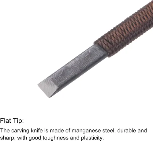 Vista 3 de uxcell Cuchillo para tallar cinceles de madera, 0.138 in de acero al manganeso punta plana herramienta de mano para carpintería Graver 5.512 in
