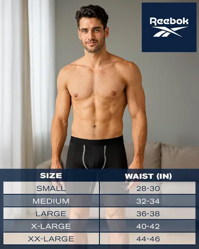Vista 7 de Reebok Men's Boxer Briefs - 8 Pack Performance Mens Underwear Boxer Briefs with Fly Pouch - Underwear for Men Pack (S-XL)
