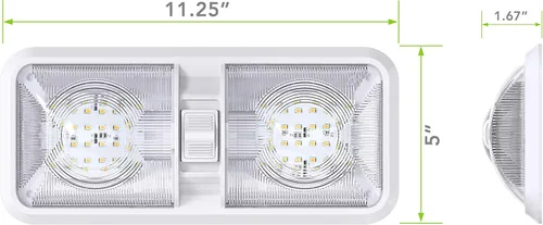 Vista 2 de Leisure LED 5 Pack RV LED Ceiling Double Dome Light Fixture ON/OFF Switch Interior Lighting for Car/RV/Trailer/Camper/Boat DC 11-18V Natural White