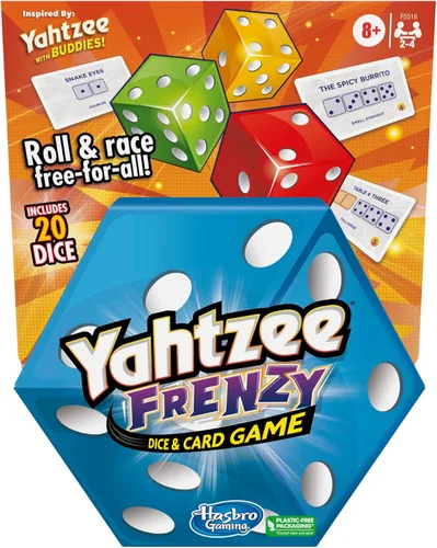Hasbro Gaming Yahtzee Frenzy Juego de dados y cartas, juego de dados de ritmo rápido, juegos de cartas para familias y niños, juegos familiares