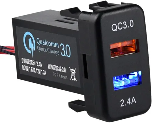 Vista 9 de Cllena Carga rápida 3.0 y PD USB C Dual USB puerto cargador adaptador de corriente para Toyota