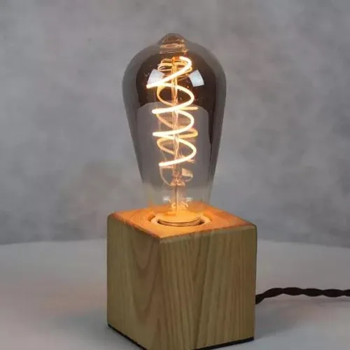 Vista 4 de ST64 - Bombilla de filamento Edison vintage, bombilla de filamento LED en espiral flexible antiguo blanco cálido, base E26, acabado de vidrio gris