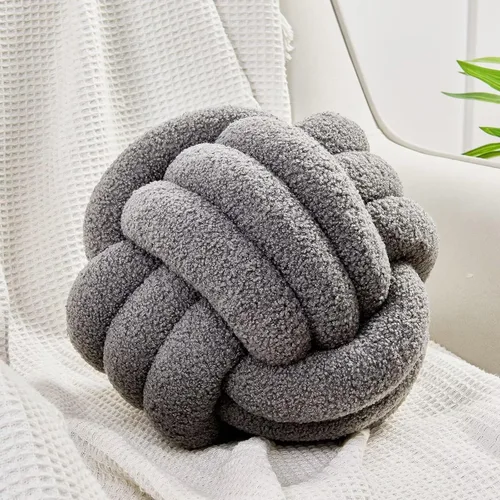 Vista 21 de Uvvyui Bola de almohada de nudo, almohadas decorativas suaves para el hogar, almohada decorativa redonda, almohada de felpa anudada hecha a mano