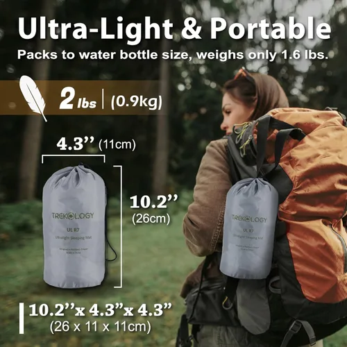 Vista 4 de TREKOLOGY Colchoneta para Dormir para Campamento– Ultraligera, Colchoneta de Campamento de 4" de Grosor con Valor R de 7.2 para Todas