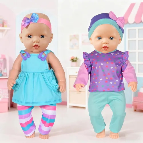 Vista 8 de iBayda - 10 juegos de ropa y accesorios para muñecas que incluyen monos y atuendos para muñecas recién nacidas de 14 a 17 pulgadas (35 a 43 cm)