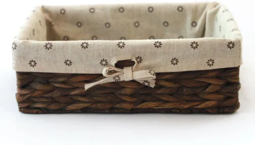 Vista 3 de Kingwillow, Cesta de almacenamiento, Cestas de almacenamiento rectangulares de jacinto de agua natural, Artes y manualidades