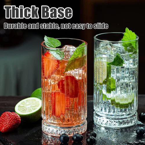 Vista 3 de Vasos de Cristal para Beber, Juego de 8 Vasos de Vidrio Duraderos-4 Vasos Highball de 15oz y 4 Vasos Rocks de 12oz, Vasos de Mojito, Vasos