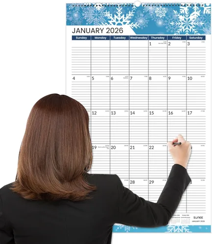 Vista 25 de SUNEE Calendario de pared 2026 extragrande de 17 x 27 pulgadas, 21 meses de octubre de 2025 a junio de 2027, calendario mensual vertical extragrande