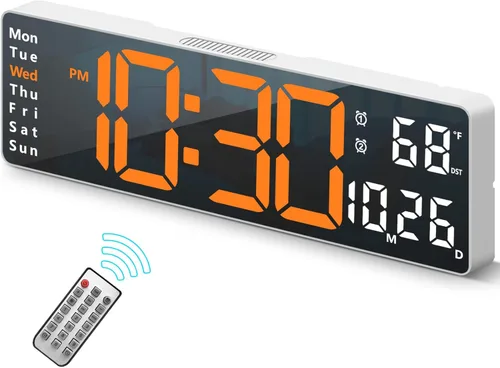 Vista 12 de Reloj digital, reloj de pared digital para decoración de sala de estar, reloj despertador de escritorio para dormitorio, reloj de pared grande