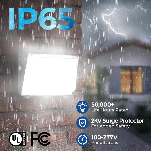 Vista 6 de CINOTON - Paquete de luz LED de pared de 120 W 3CCT con sensor de atardecer a amanecer, 1 paquete 100-277Vac,120W/100W/60W Switchable, 3CCT, IP65