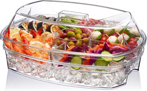 Vista 2 de Prodyne Plato de fiesta de hielo, 15 1/2 x 11 x 6 pulgadas, transparente
