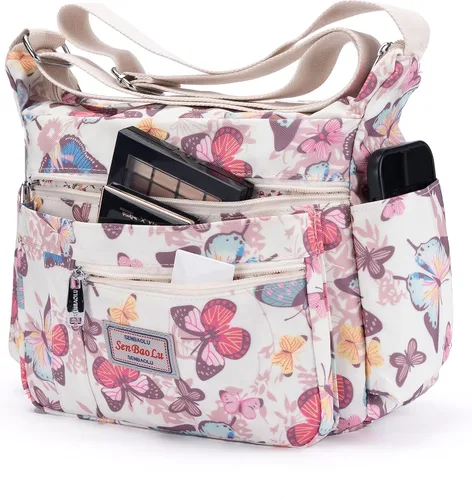 Vista 3 de Bolso de hombro para mujer, con múltiples bolsillos, bolso cruzado con asa superior