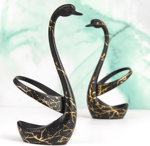 Vista 5 de AnSaw Elegante soporte pequeño de base de cisne negro para cafetería, comedor, perfecto para bodas y decoración de mesa de entretenimiento