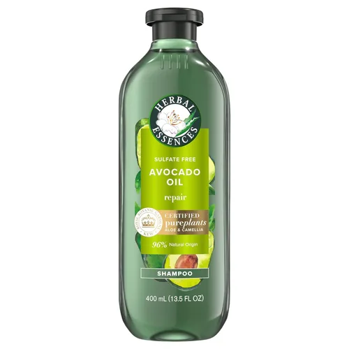 Herbal Essences Champú de aceite de aguacate sin sulfato, reparación del cabello, 13.5 onzas líquidas, con aceite de camelia certificado y aloe
