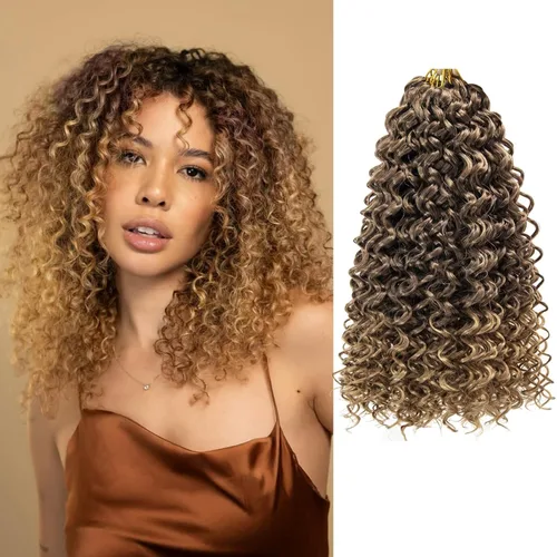 Vista 66 de 8 Paquetes de Cabello Rizado con Ganchillo GoGo para Mujeres, Cabello Rizado con Ganchillo para Trenzas de Ola Profunda, Extensiones de Cabello