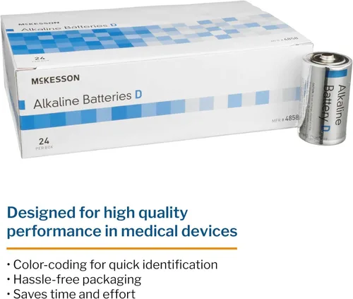 Vista 2 de McKesson Baterías alcalinas, D - Ideal para dispositivos médicos, desechables, 1.5V, 24 unidades, 1 paquete